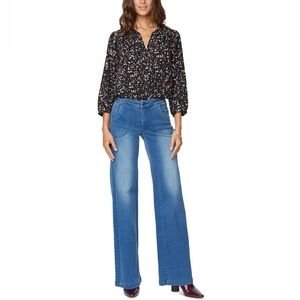 NWT💙 NYDJ Teresa Wide-Leg Full-Length Faded Blue Denim Jeans Utility Pockets 14W